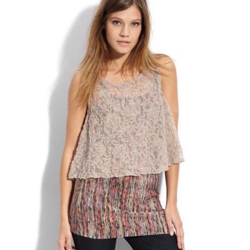 Free People Ribbon Dancer Mesh Crop Top Dusty Rose